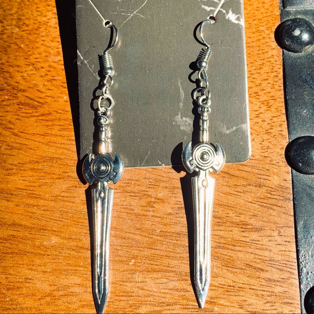 Handmade sword earrings